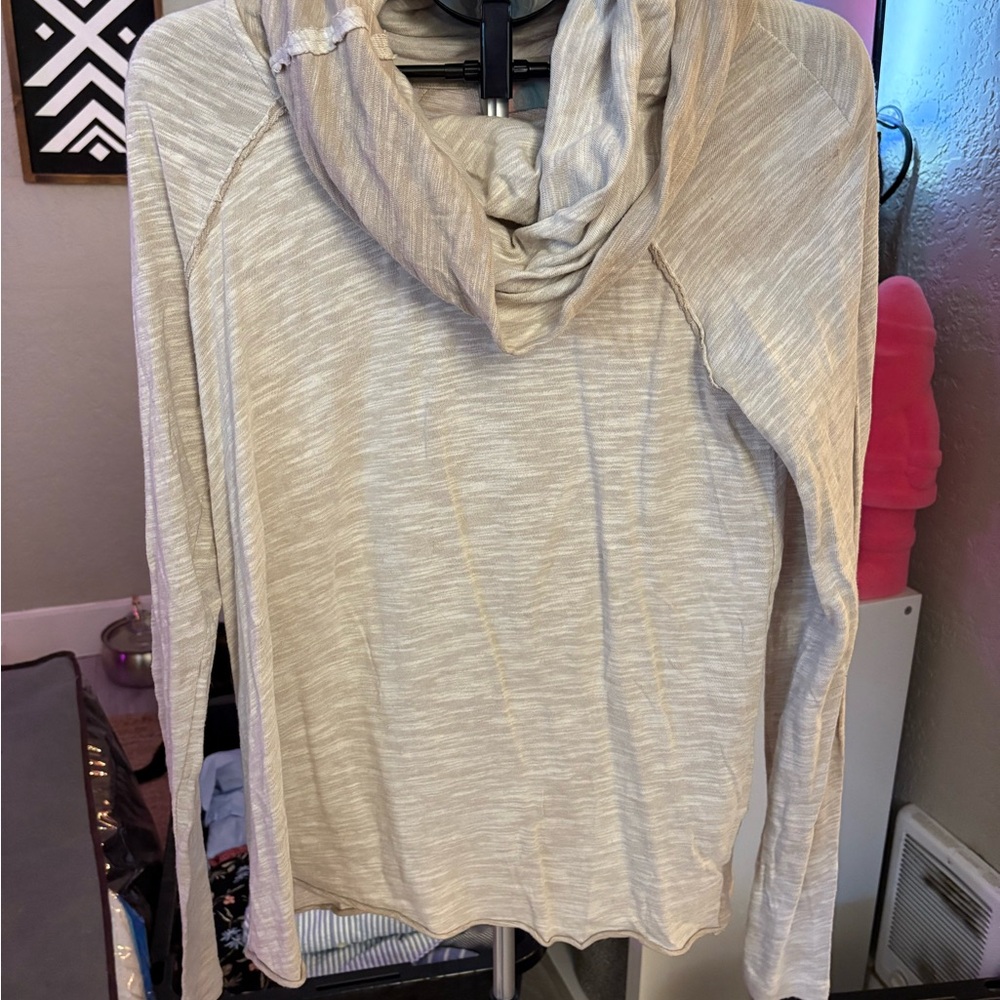 Women's Beige Cowl Neck Sweater